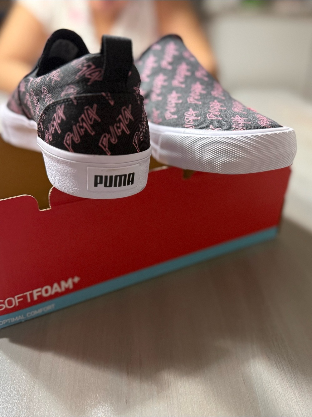 PUMA Bari Comfort Repeat Slip-On Black Pink Women’s Size 8.5